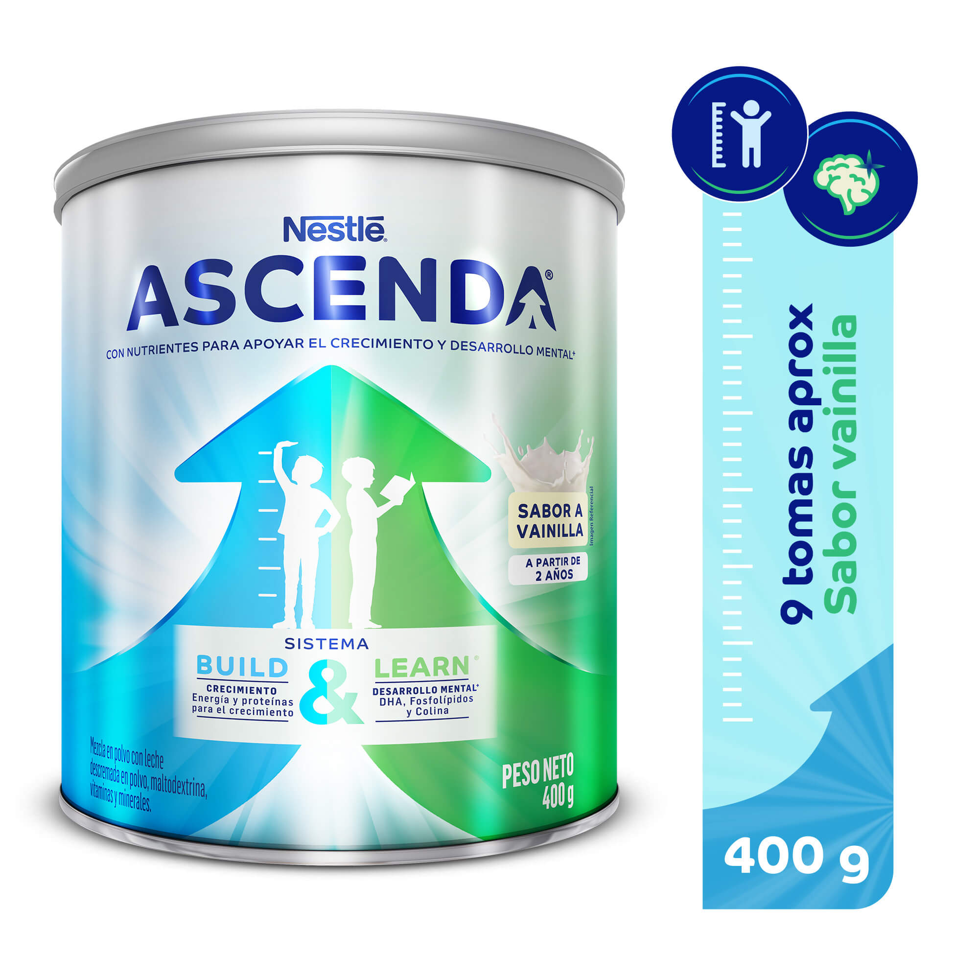 ASCENDA® de Nestlé®, con nutrientes para apoyar la ganancia de talla y peso*, y aprendizaje*.