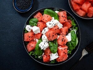 Ensalada de Sandía, Espinacas y Queso