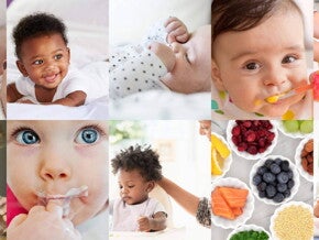 Bebés comiendo frutas
