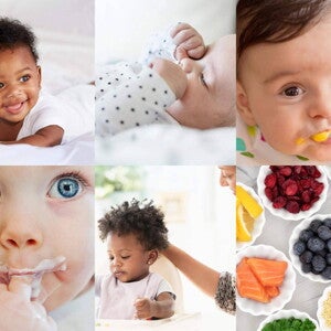 Bebés comiendo frutas