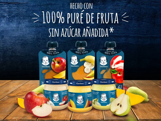 Gerber®, hecho con 100% puré de fruta