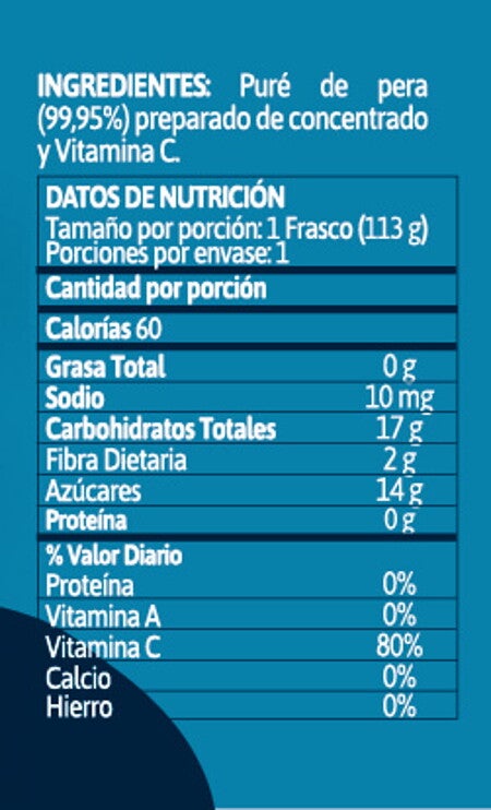 Información Nutricional Compota Gerber® Pera Información Nutricional Compota Gerber® Pera